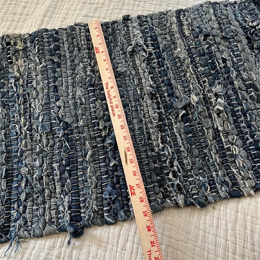 Recycled Denim Rag Rug 20x32 - Picture 4 of 5